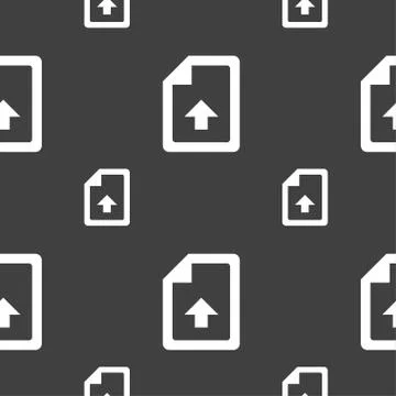 Export, Upload file icon sign. Seamless pattern on a gray background. Vector 스톡 일러스트