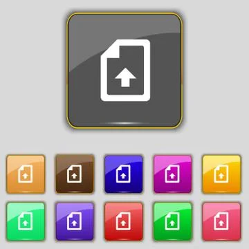 Export, Upload file icon sign. Set with eleven colored buttons for your site. Stock Illustration
