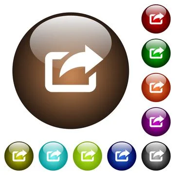 Export with upper right arrow color glass buttons Stock Illustration
