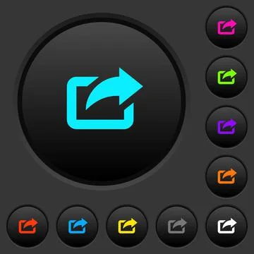 Export with upper right arrow dark push buttons with color icons Stock Illustration
