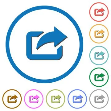 Export with upper right arrow icons with shadows and outline Illustrazione stock