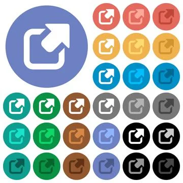Export with upper right arrow round flat multi colored icons Stock Illustration