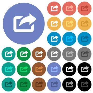 Export with upper right arrow round flat multi colored icons Illustrazione stock