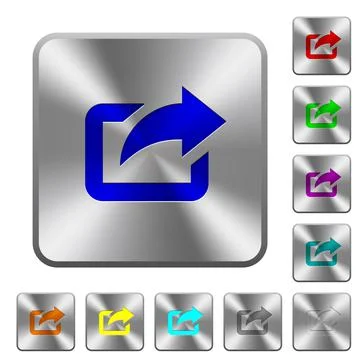 Export with upper right arrow rounded square steel buttons Stock Illustration