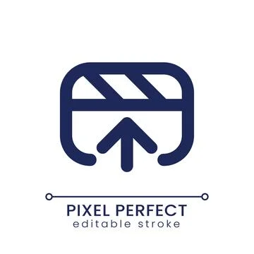 Export video file pixel perfect linear ui icon Stock Illustration
