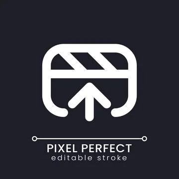 Export video file pixel perfect white linear ui icon for dark theme Stock Illustration