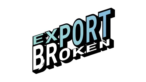 EXPORT vs BROKEN, 3D Text Animation in Isometric View with Opposite Word Motion Stock Footage 314263456