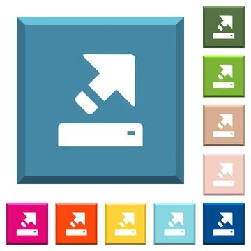 Export white icons on edged square buttons Illustrazione stock