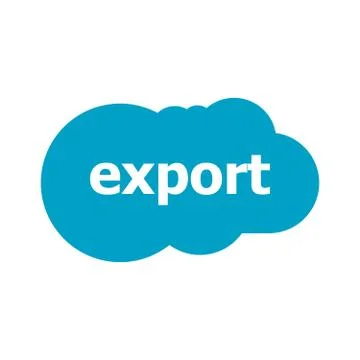 Export word on abstract blue speech bubble isolated on white background. Text Illustrazione stock