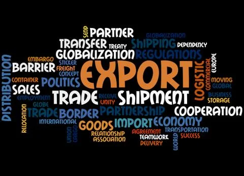 Export, word cloud concept Stock Illustration