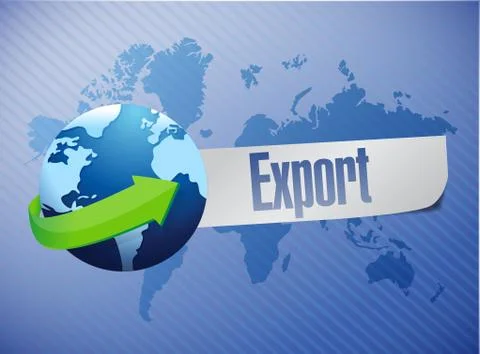 Export world map illustration design over a blue background Stock Illustration