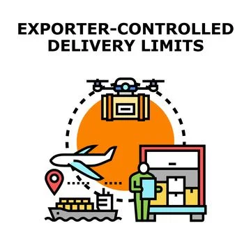 Exporter controlled delivery limits for global shipping and logistic Stock Illustration