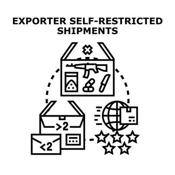 Exporter self restricting certain global product shipments Stock Illustration