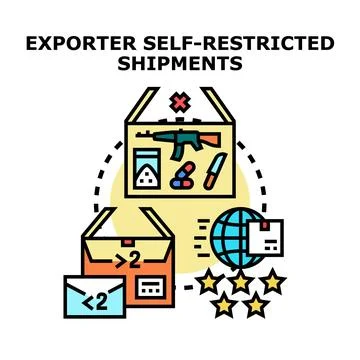 Exporter self restricting certain global product shipments Stock Illustration