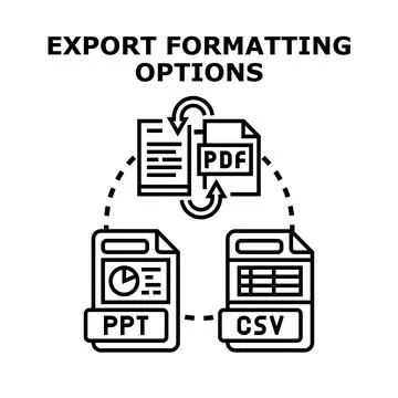 Exporting document formatting options with different file types Stock Illustration