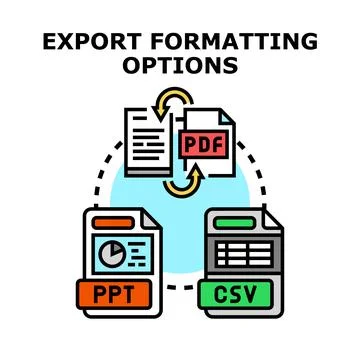 Exporting document formatting options with different file types Stock Illustration
