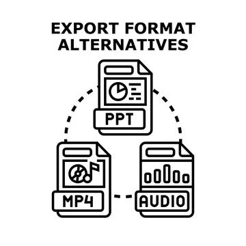 Exporting document media and audio format alternatives Stock Illustration