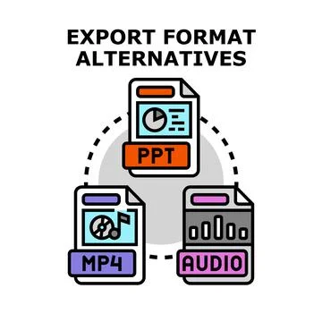 Exporting document media and audio format alternatives Stock Illustration