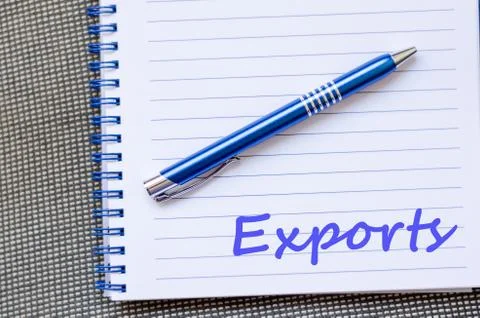 Exports write on notebook Stock Photos