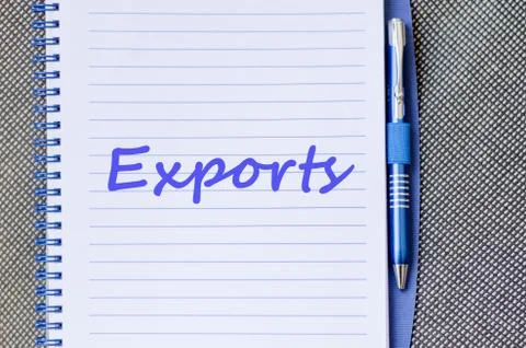 Exports write on notebook Stock Photos