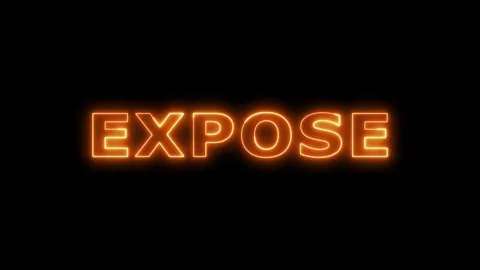 Expose text glowing orange on black background motion. Vidéo 332533350