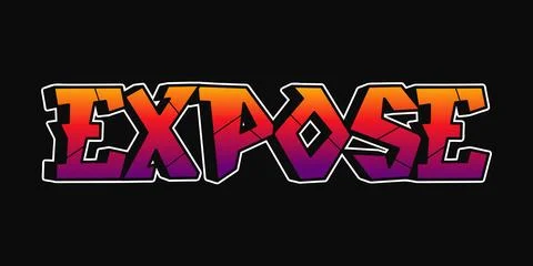 Expose word graffiti style letters. Vector hand drawn doodle cartoon logo i.. Stock Illustration