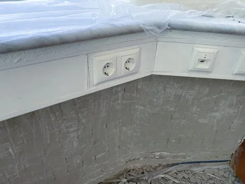 Exposed concealed wall electric heating without plaster Stock Photos