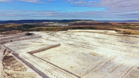 Exposed earth from mining operations in open pit area showing multiple layers Stock Footage 345457535