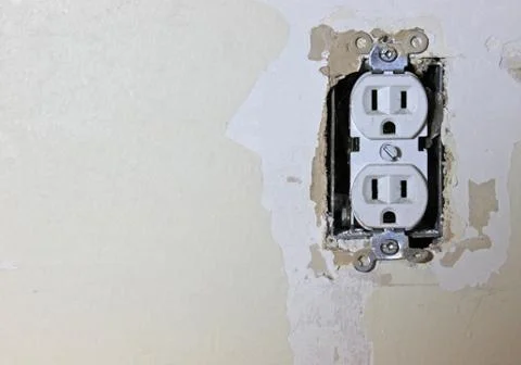 Exposed electrical outlet Stock Photos