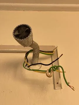 Exposed Electrical Wires Around Old Shower Head In Bathroom Photos