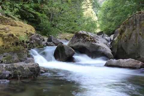 Exposed river front with rocks Stock Photos