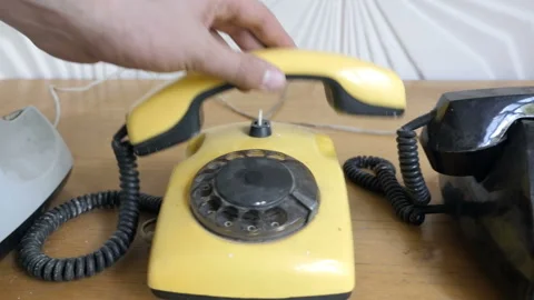 Exposition Of Classic Old Fashioned Retro Vintage Traditional Telephones Stock Footage 268825588