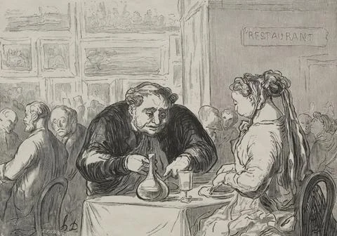 Exposition des beaux-arts: au buffet amour de l'art et de la ctelette. Hono.. Stock Illustration