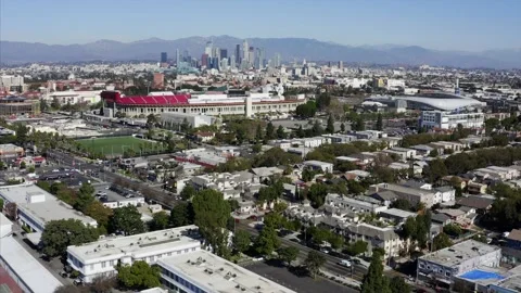 Exposition Park LA Memorial Coliseum Downtown Los Angeles California Drone Vidéo 147226987