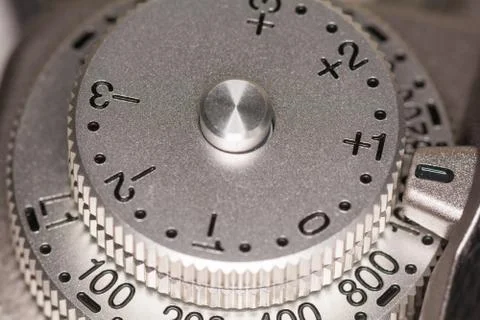 Exposure compensation dial on camera Stock Photos