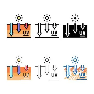 Exposure of skin to uv variants rays tanning process color icon vector Stock Illustration