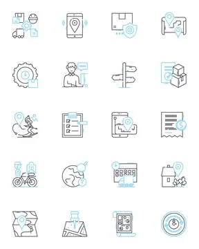 Express and courier linear icons set. Delivery, Shipping, Parcel, Logistics Stock Illustration