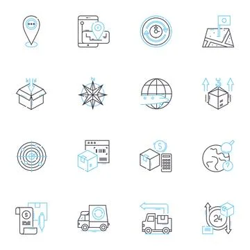Express and courier linear icons set. Delivery, Shipping, Parcel, Logistics Stock Illustration