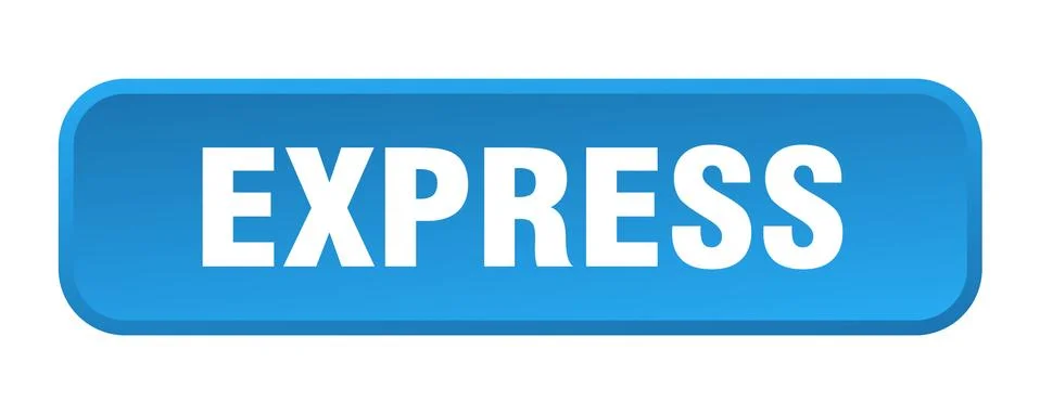 Express button. express square 3d push button 스톡 일러스트