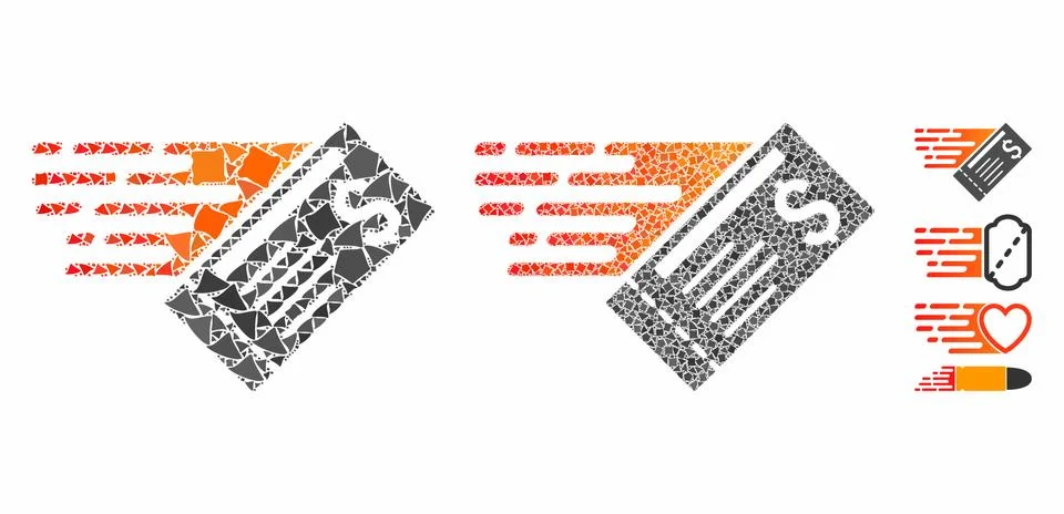 Express cheque Composition Icon of Irregular Parts 스톡 일러스트