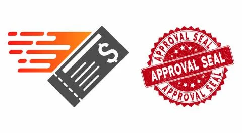 Express Cheque Icon with Textured Approval Seal 库存插图