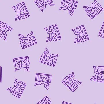 Express courier app line seamless pattern Stock Illustration