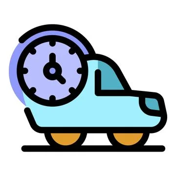 Express delivery car with clock symbolizing fast shipping Stockillustratie