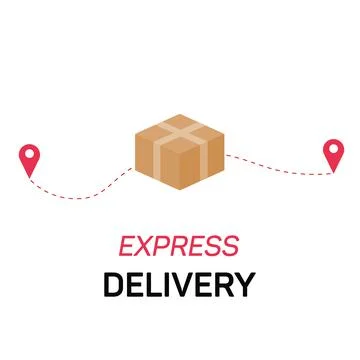 Express delivery concept. Pin box location. Shopping in web store. Online Stock Illustration