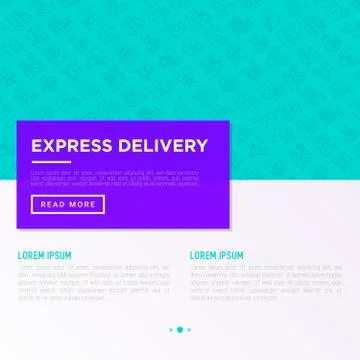 Express delivery concept with thin line icons: parcel, truck Stock Illustration