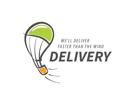 Express Delivery featuring a Parachute Icon, emphasizing Fast and Reliable Stock Illustration