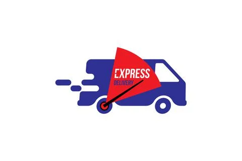 Express delivery icon. Fast shipping with truck timer with inscription on  whi: Graphic #169824253