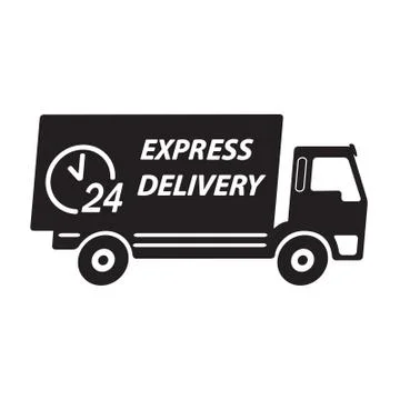 Express delivery or logistic icon or sign. 24 hours shipping truck. Vector.  Stock Illustration