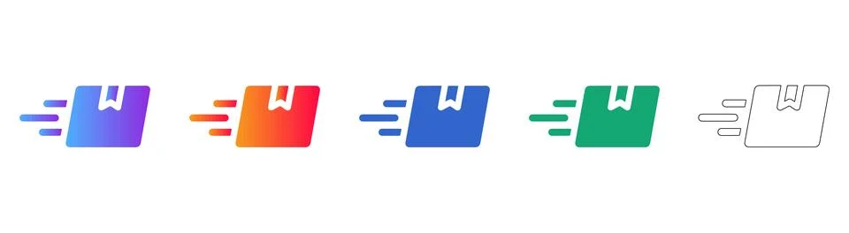 Express Delivery Package Icon Set Ilustração Stock