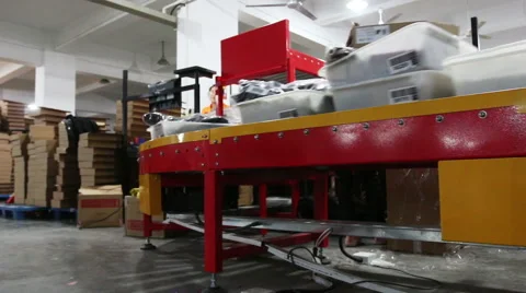 Express delivery packaging and sorting assembly line Stock Footage 43928876